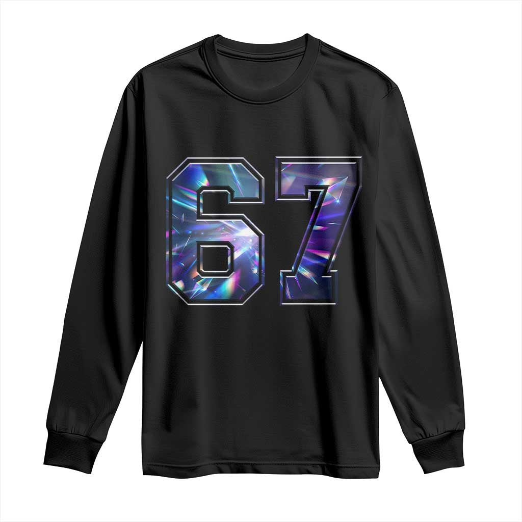 Prism Rainbow Effect Printed Long Sleeve Shirt Six Seven 67 Meme TS12 Black Print Your Wear