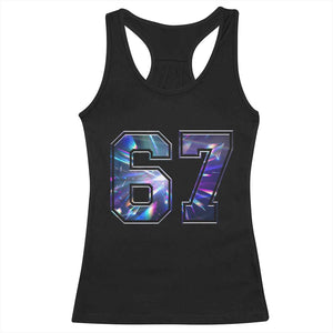 Prism Rainbow Effect Printed Racerback Tank Top Six Seven 67 Meme TS12 Black Print Your Wear