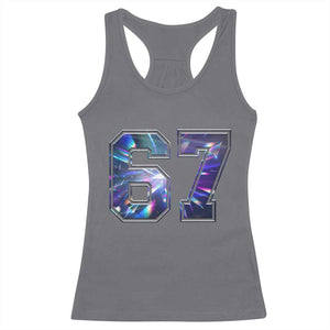 Prism Rainbow Effect Printed Racerback Tank Top Six Seven 67 Meme TS12 Charcoal Print Your Wear