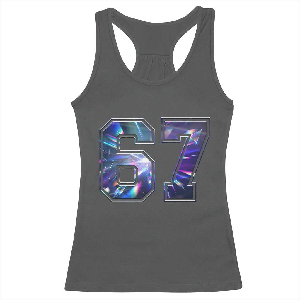 Prism Rainbow Effect Printed Racerback Tank Top Six Seven 67 Meme TS12 Dark Heather Print Your Wear