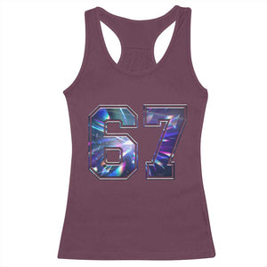 Prism Rainbow Effect Printed Racerback Tank Top Six Seven 67 Meme TS12 Maroon Print Your Wear