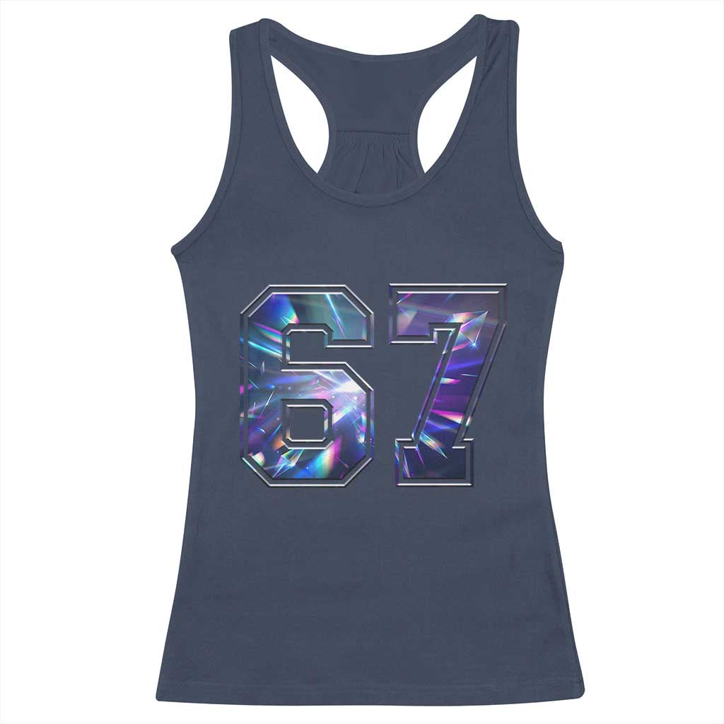 Prism Rainbow Effect Printed Racerback Tank Top Six Seven 67 Meme TS12 Navy Print Your Wear