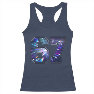 Prism Rainbow Effect Printed Racerback Tank Top Six Seven 67 Meme TS12 Navy Print Your Wear