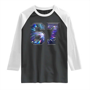 Prism Rainbow Effect Printed Raglan Shirt Six Seven 67 Meme TS12 Black White Print Your Wear