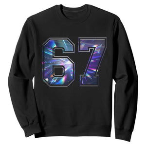 Prism Rainbow Effect Printed Sweatshirt Six Seven 67 Meme TS12 Black Print Your Wear