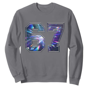 Prism Rainbow Effect Printed Sweatshirt Six Seven 67 Meme TS12 Charcoal Print Your Wear