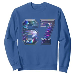 Prism Rainbow Effect Printed Sweatshirt Six Seven 67 Meme TS12 Royal Blue Print Your Wear