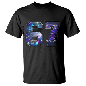 Prism Rainbow Effect Printed T Shirt Six Seven 67 Meme TS12 Black Print Your Wear