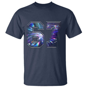 Prism Rainbow Effect Printed T Shirt Six Seven 67 Meme TS12 Navy Print Your Wear