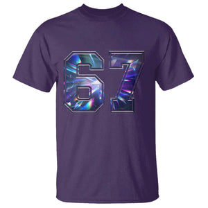 Prism Rainbow Effect Printed T Shirt Six Seven 67 Meme TS12 Purple Print Your Wear