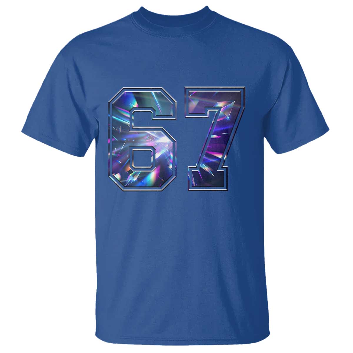 Prism Rainbow Effect Printed T Shirt Six Seven 67 Meme TS12 Royal Blue Print Your Wear