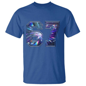 Prism Rainbow Effect Printed T Shirt Six Seven 67 Meme TS12 Royal Blue Print Your Wear