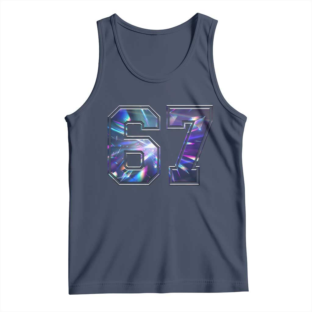 Prism Rainbow Effect Printed Tank Top Six Seven 67 Meme TS12 Navy Print Your Wear