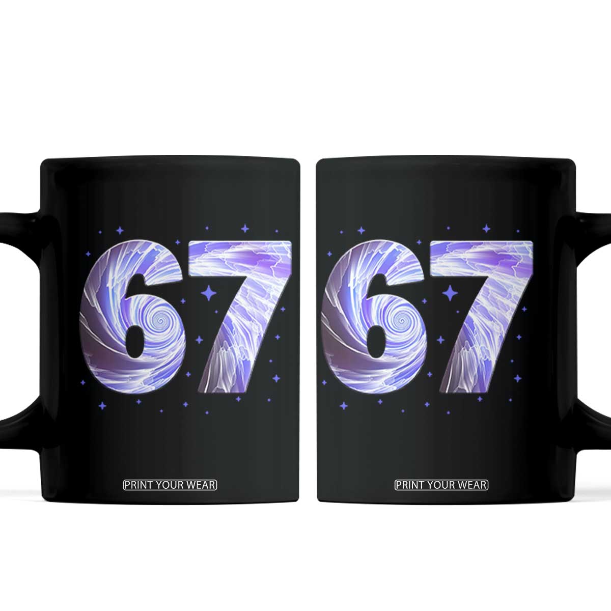 Swirl Effect Printed Six Seven Meme Coffee Mug Gen Z Alpha Gift TS12 Black Print Your Wear