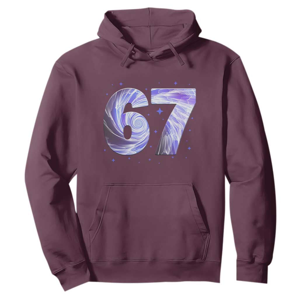 Swirl Effect Printed Six Seven Meme Hoodie Gen Z Alpha Gift TS12 Maroon Print Your Wear