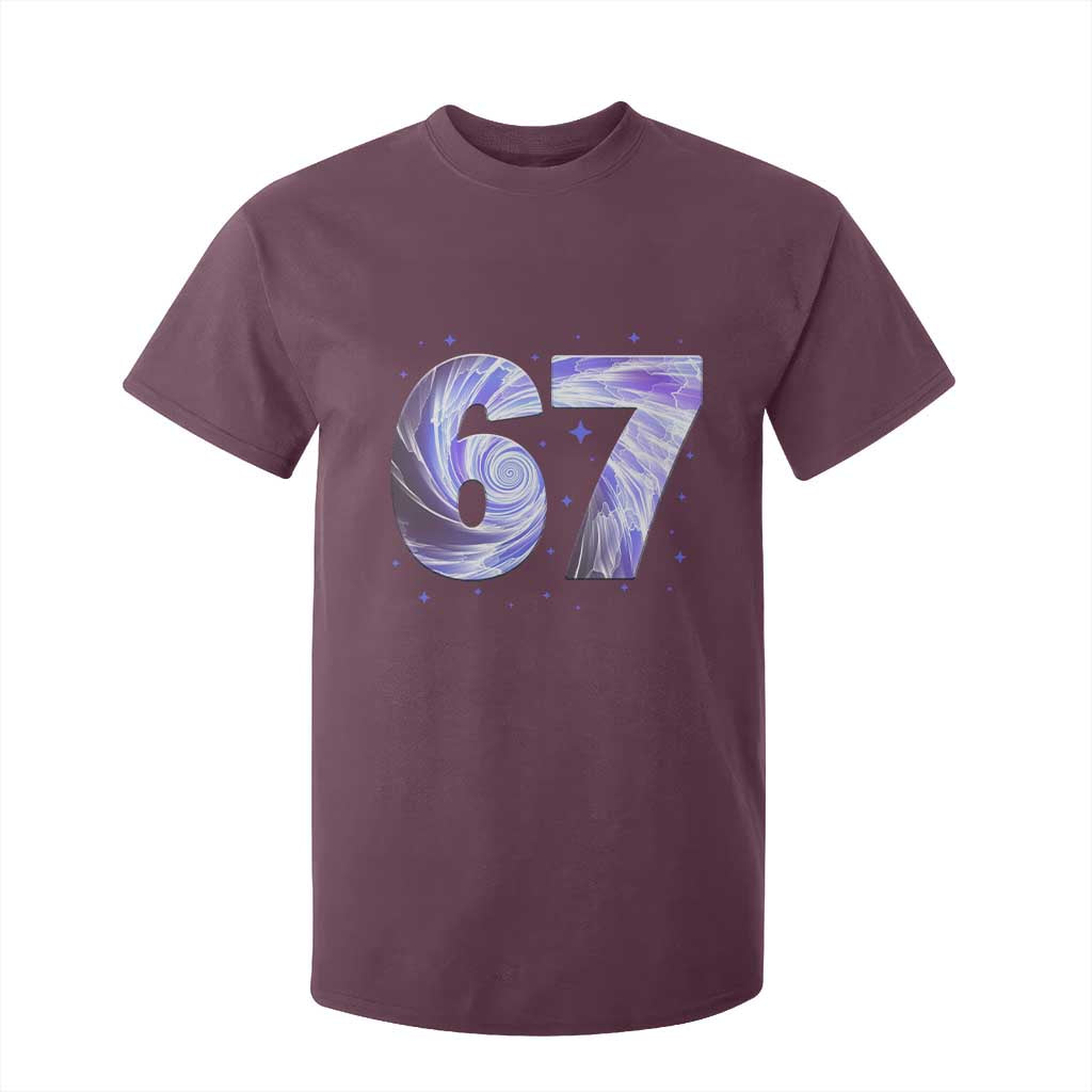 Swirl Effect Printed Six Seven Meme T Shirt For Kid Gen Z Alpha Gift TS12 Maroon Print Your Wear