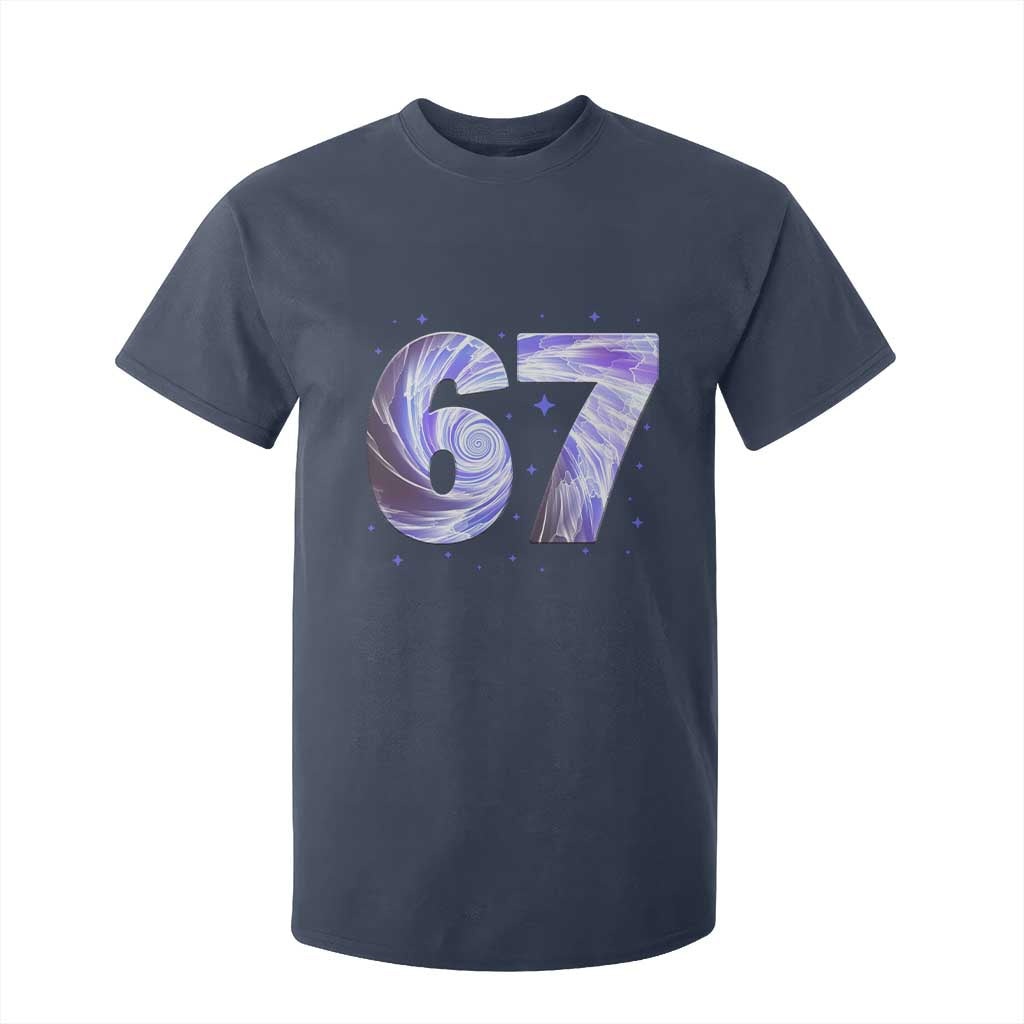 Swirl Effect Printed Six Seven Meme T Shirt For Kid Gen Z Alpha Gift TS12 Navy Print Your Wear