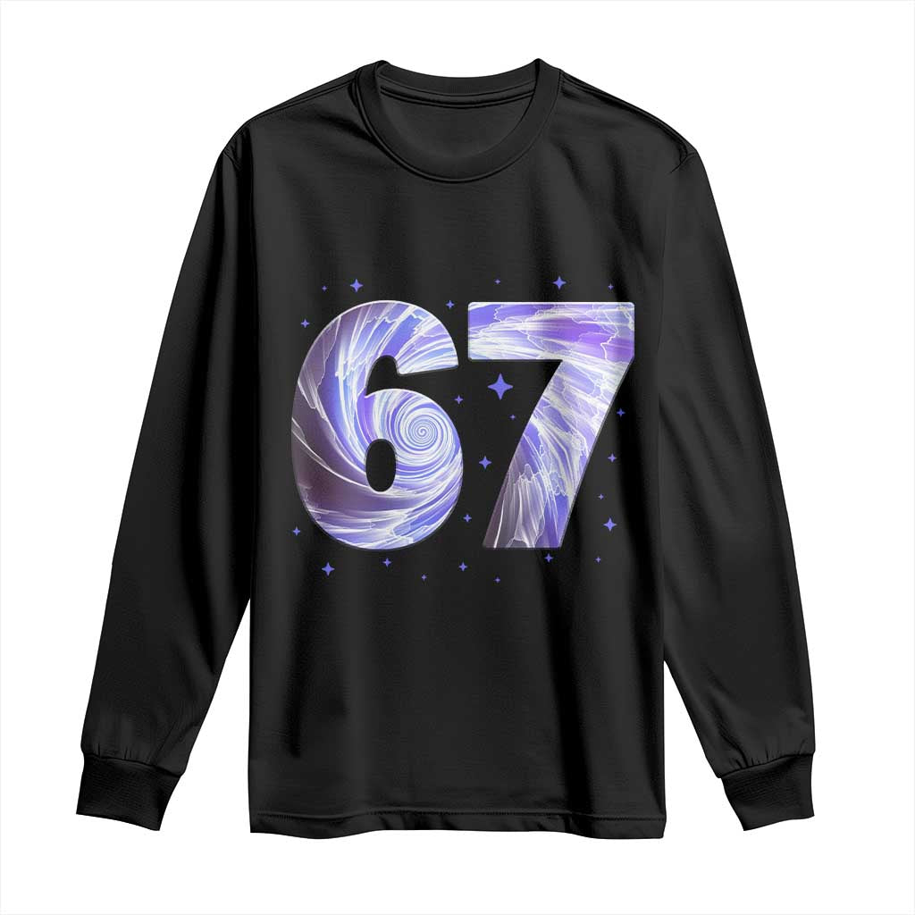Swirl Effect Printed Six Seven Meme Long Sleeve Shirt Gen Z Alpha Gift TS12 Black Print Your Wear