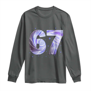 Swirl Effect Printed Six Seven Meme Long Sleeve Shirt Gen Z Alpha Gift TS12 Dark Heather Print Your Wear