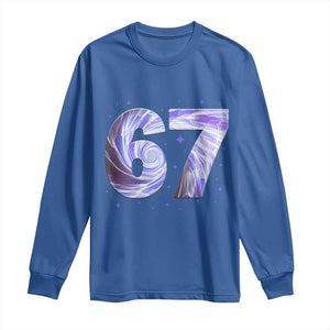 Swirl Effect Printed Six Seven Meme Long Sleeve Shirt Gen Z Alpha Gift TS12 Royal Blue Print Your Wear