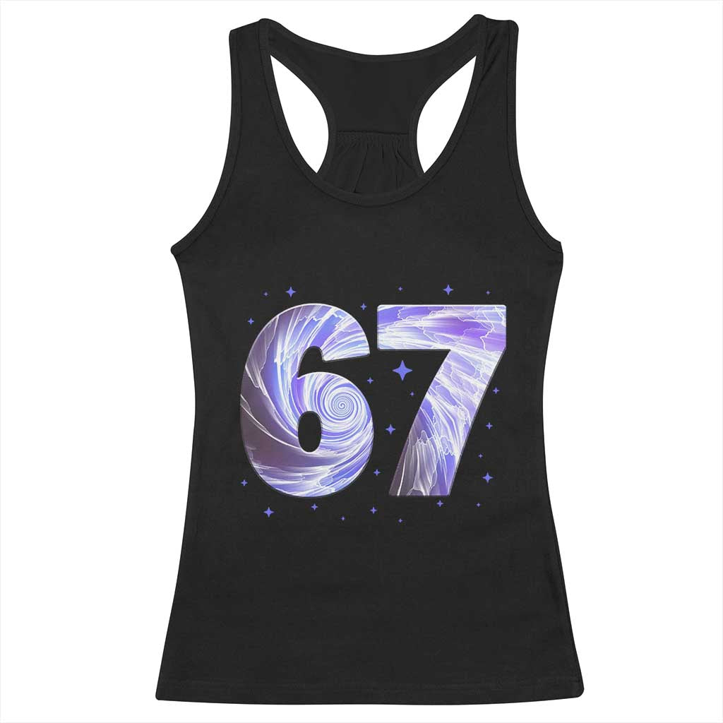 Swirl Effect Printed Six Seven Meme Racerback Tank Top Gen Z Alpha Gift TS12 Black Print Your Wear