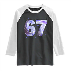 Swirl Effect Printed Six Seven Meme Raglan Shirt Gen Z Alpha Gift TS12 Black White Print Your Wear