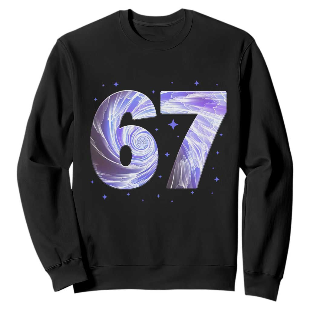 Swirl Effect Printed Six Seven Meme Sweatshirt Gen Z Alpha Gift TS12 Black Print Your Wear