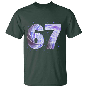 Swirl Effect Printed Six Seven Meme T Shirt Gen Z Alpha Gift TS12 Dark Forest Green Print Your Wear