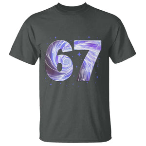 Swirl Effect Printed Six Seven Meme T Shirt Gen Z Alpha Gift TS12 Dark Heather Print Your Wear