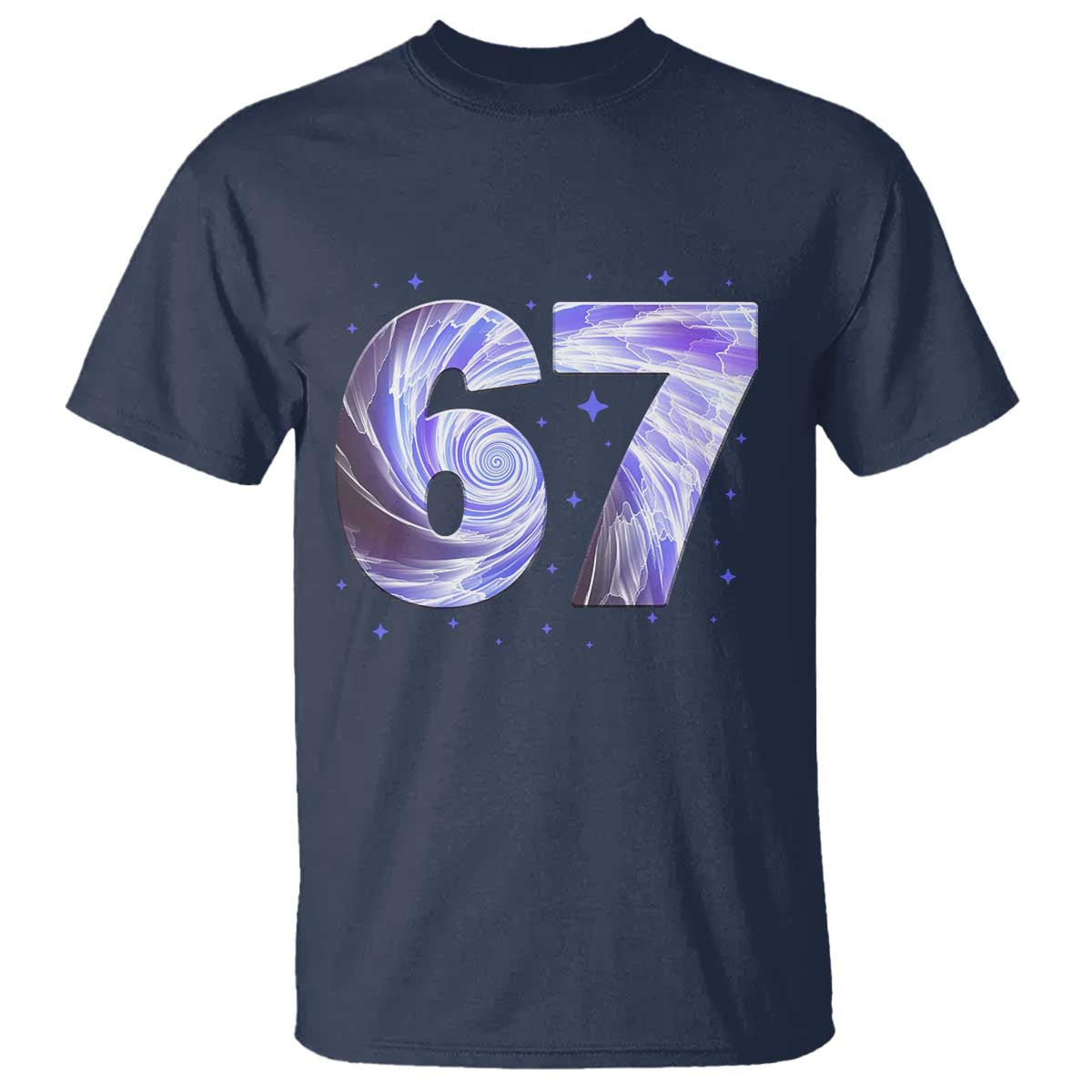 Swirl Effect Printed Six Seven Meme T Shirt Gen Z Alpha Gift TS12 Navy Print Your Wear