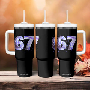 Swirl Effect Printed Six Seven Meme Tumbler With Handle Gen Z Alpha Gift TS12 Print Your Wear