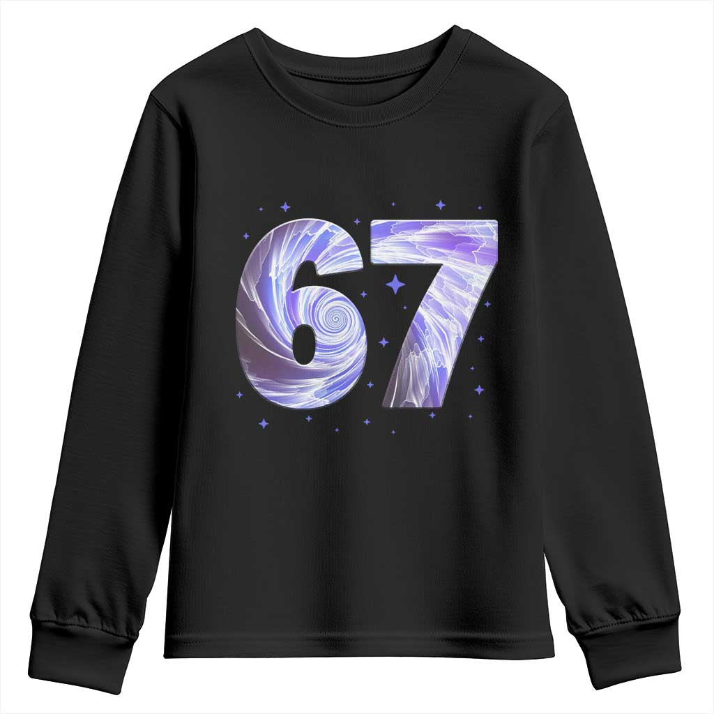 Swirl Effect Printed Six Seven Meme Youth Sweatshirt Gen Z Alpha Gift TS12 Black Print Your Wear