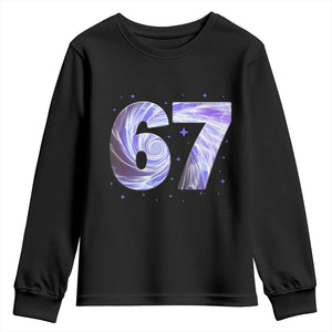 Swirl Effect Printed Six Seven Meme Youth Sweatshirt Gen Z Alpha Gift TS12 Black Print Your Wear