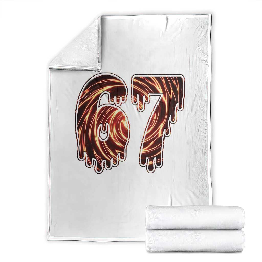Fire Swirl Effect Printed Throw Blanket Six Seven Meme TS12 White Print Your Wear