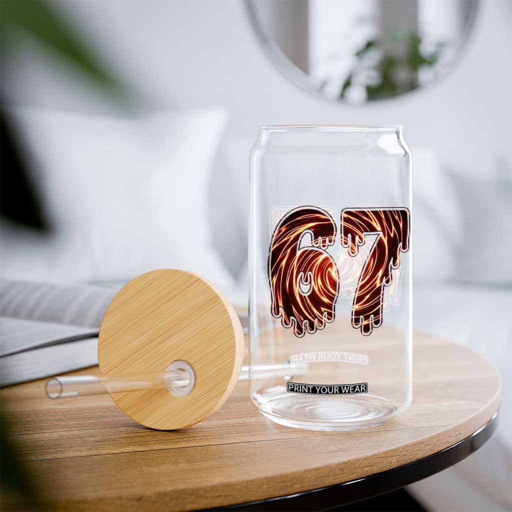 Fire Swirl Effect Printed Glass Can Six Seven Meme TS12 Print Your Wear