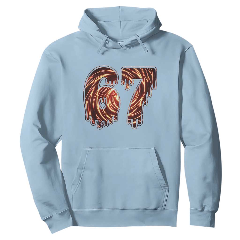 Fire Swirl Effect Printed Hoodie Six Seven Meme TS12 Light Blue Print Your Wear