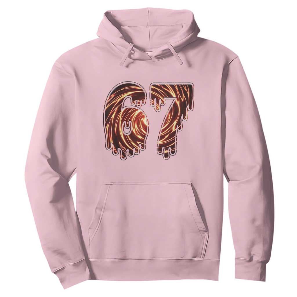 Fire Swirl Effect Printed Hoodie Six Seven Meme TS12 Light Pink Print Your Wear