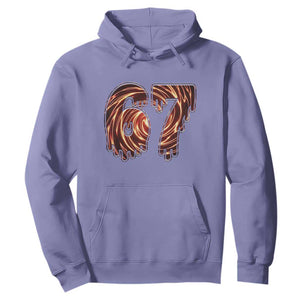 Fire Swirl Effect Printed Hoodie Six Seven Meme TS12 Violet Print Your Wear