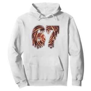 Fire Swirl Effect Printed Hoodie Six Seven Meme TS12 White Print Your Wear