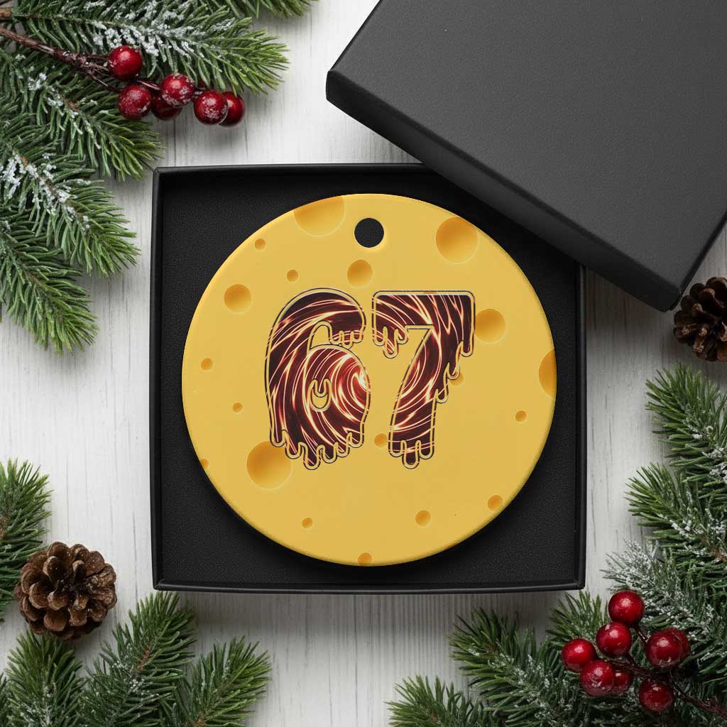Fire Swirl Effect Printed Ceramic Ornament Six Seven Meme TS12 1pc Yellow Cheese Print Your Wear