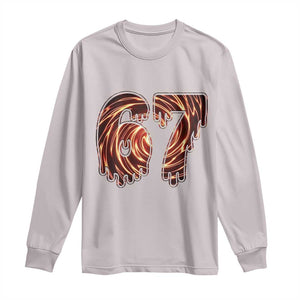 Fire Swirl Effect Printed Long Sleeve Shirt Six Seven Meme TS12 Ice Gray Print Your Wear