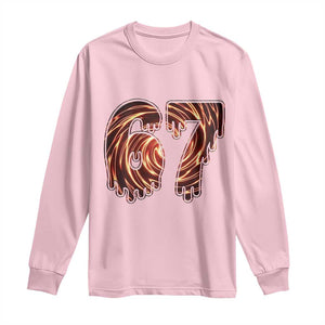 Fire Swirl Effect Printed Long Sleeve Shirt Six Seven Meme TS12 Light Pink Print Your Wear