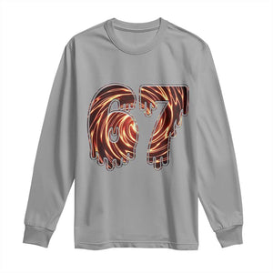 Fire Swirl Effect Printed Long Sleeve Shirt Six Seven Meme TS12 Sport Gray Print Your Wear