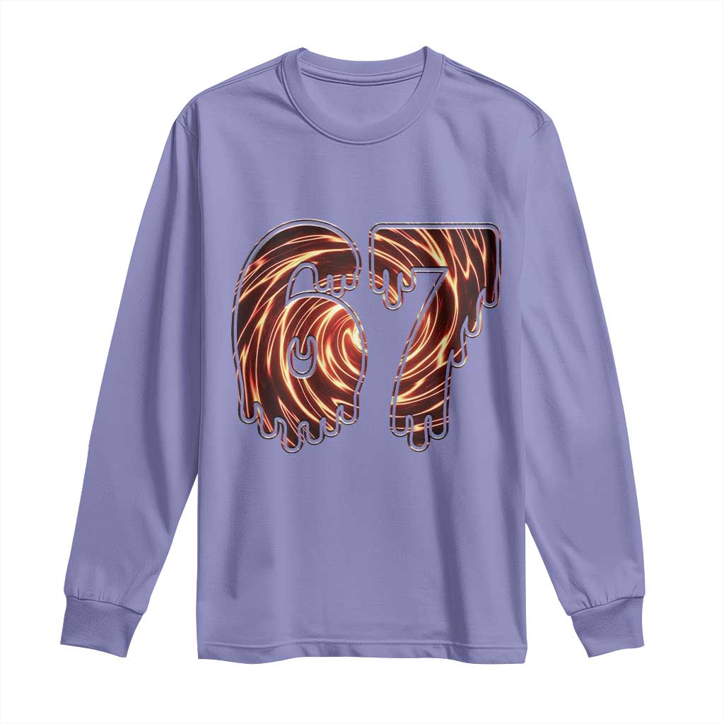 Fire Swirl Effect Printed Long Sleeve Shirt Six Seven Meme TS12 Violet Print Your Wear