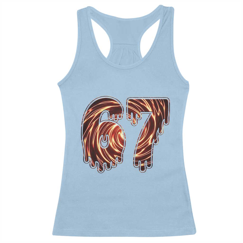 Fire Swirl Effect Printed Racerback Tank Top Six Seven Meme TS12 Light Blue Print Your Wear