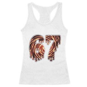 Fire Swirl Effect Printed Racerback Tank Top Six Seven Meme TS12 White Print Your Wear