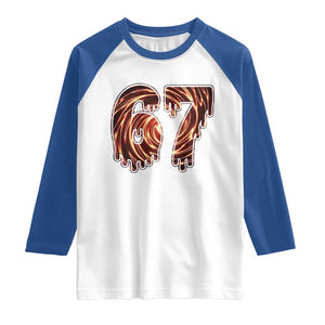 Fire Swirl Effect Printed Raglan Shirt Six Seven Meme TS12 White Royal Print Your Wear