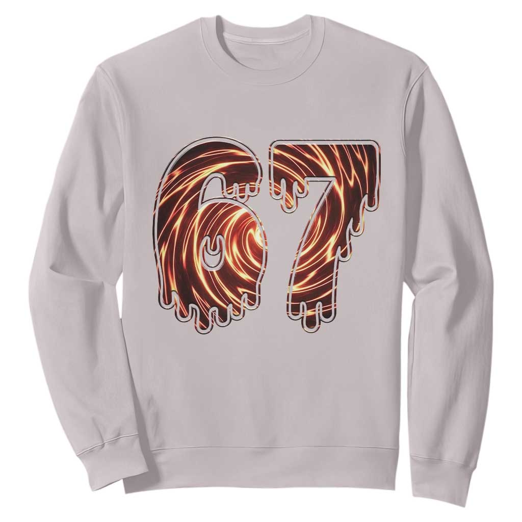 Fire Swirl Effect Printed Sweatshirt Six Seven Meme TS12 Ice Gray Print Your Wear