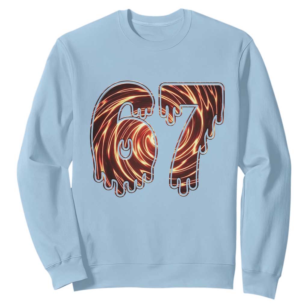 Fire Swirl Effect Printed Sweatshirt Six Seven Meme TS12 Light Blue Print Your Wear