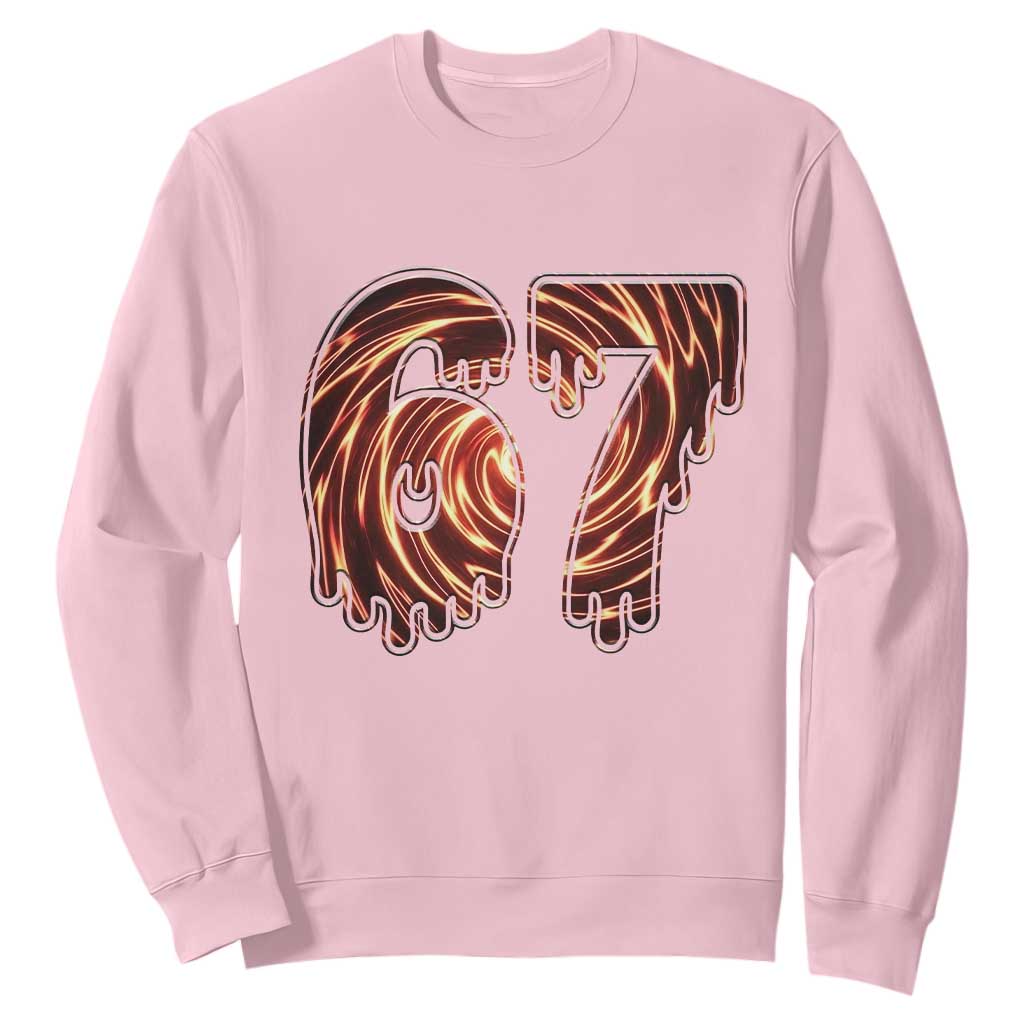 Fire Swirl Effect Printed Sweatshirt Six Seven Meme TS12 Light Pink Print Your Wear